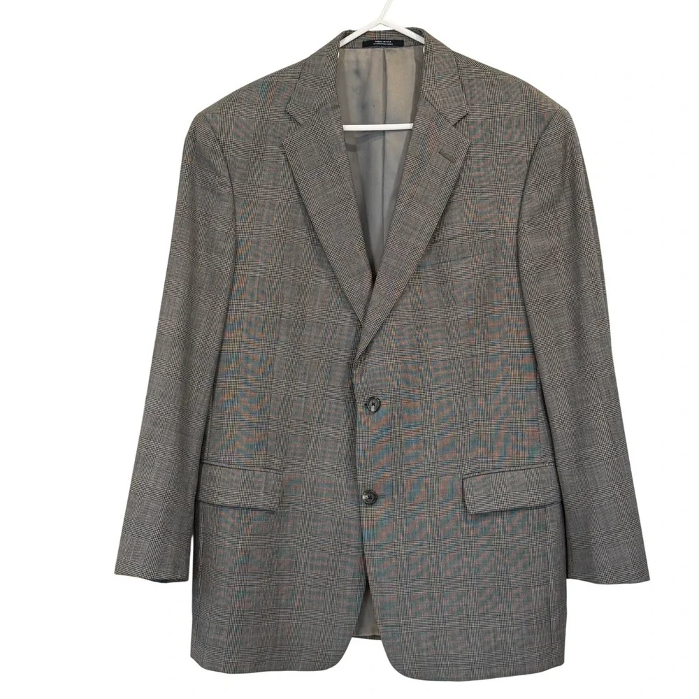 Hart Schaffner Marx Nordstrom Mens Grey Glen Plaid Blazer Sport Coat 44R Jacket